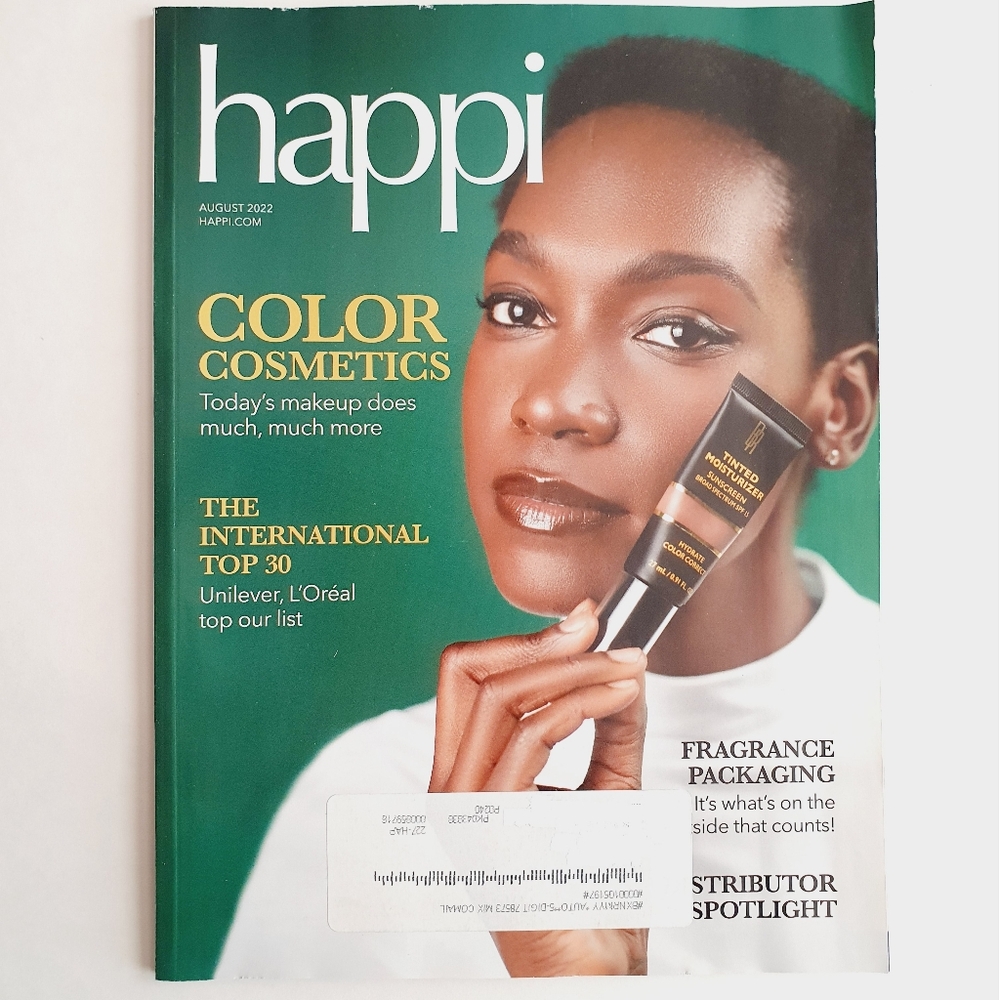 Happi Magazine August, 2022 Color Cosmetics & International Top 30.